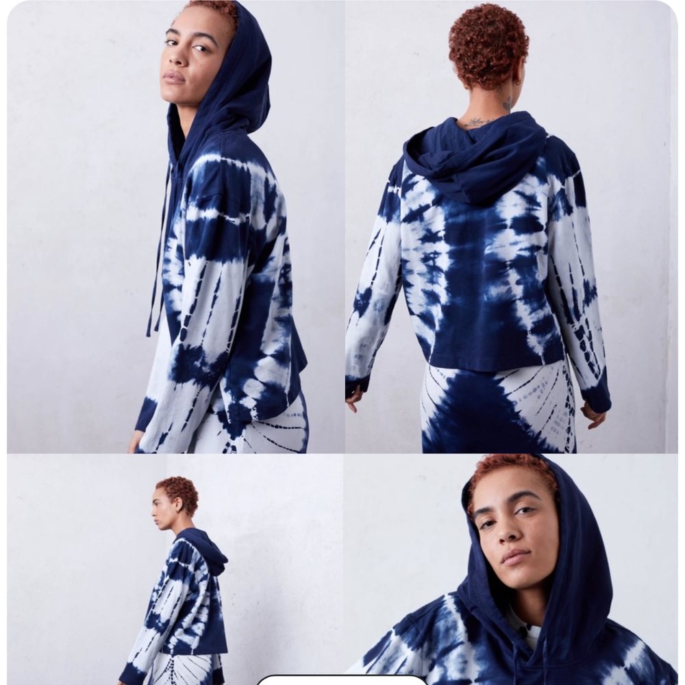 RAQUEL ALLEGRA HILMA COTTON CROP HOODIE SZ S #Q1 - Picture 1 of 5